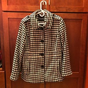 Black and white houndstooth coat